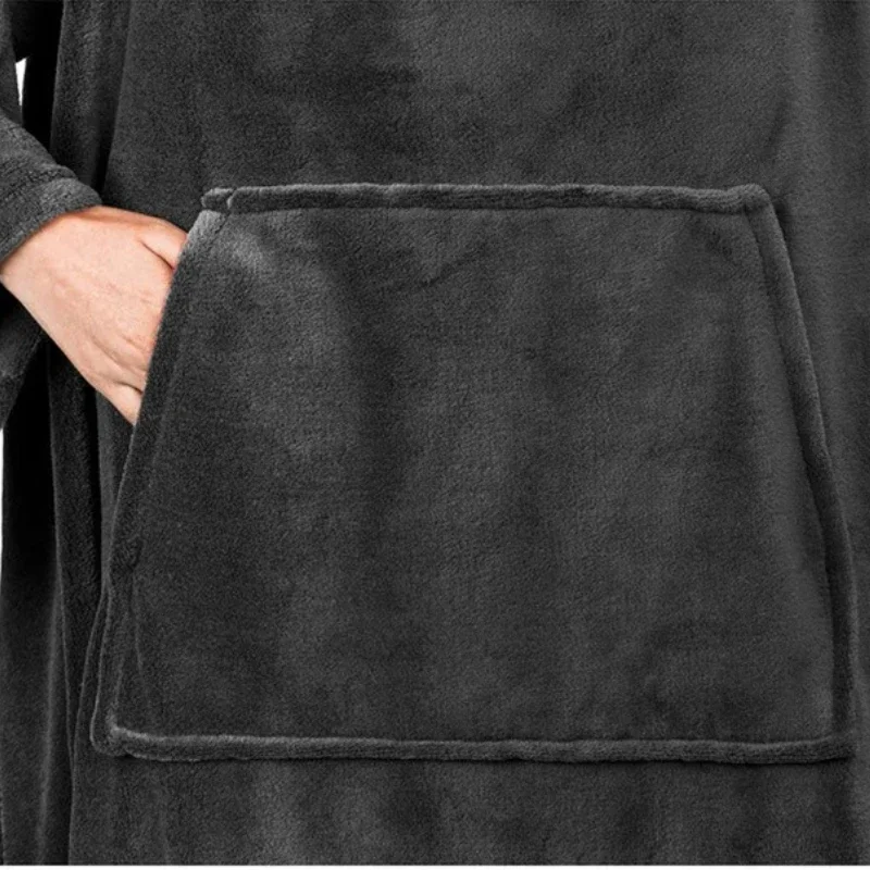 Autumn and Winter Plush Blanket Large Pocket Multifunctional Wearable Lazy Sleeve Blanket Antistatic Flannel