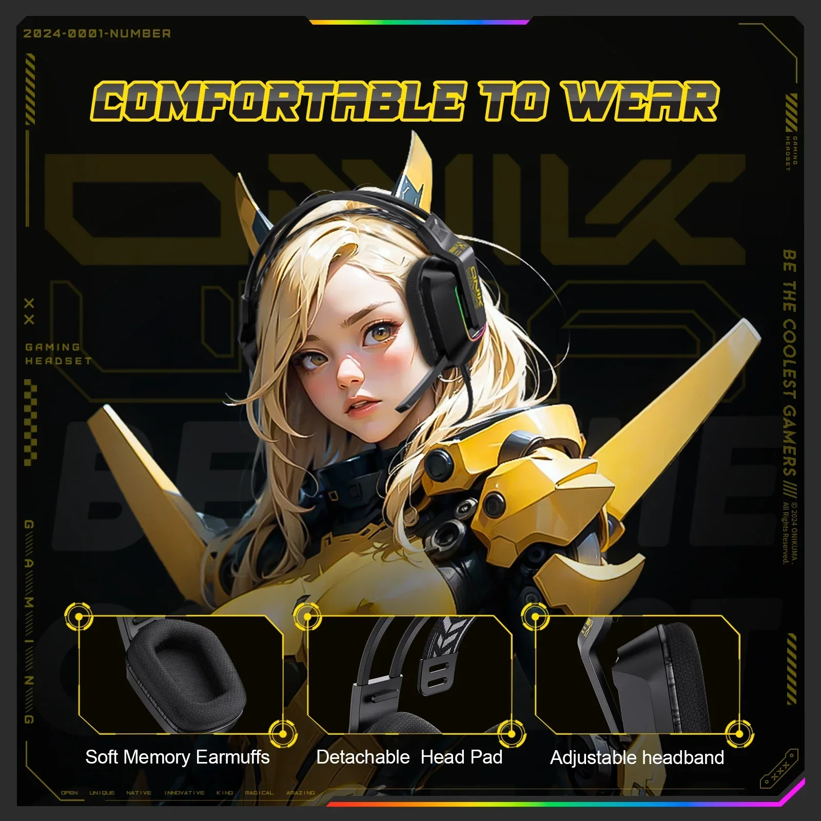 سماعة رأس فاخرة للألعاب RGB