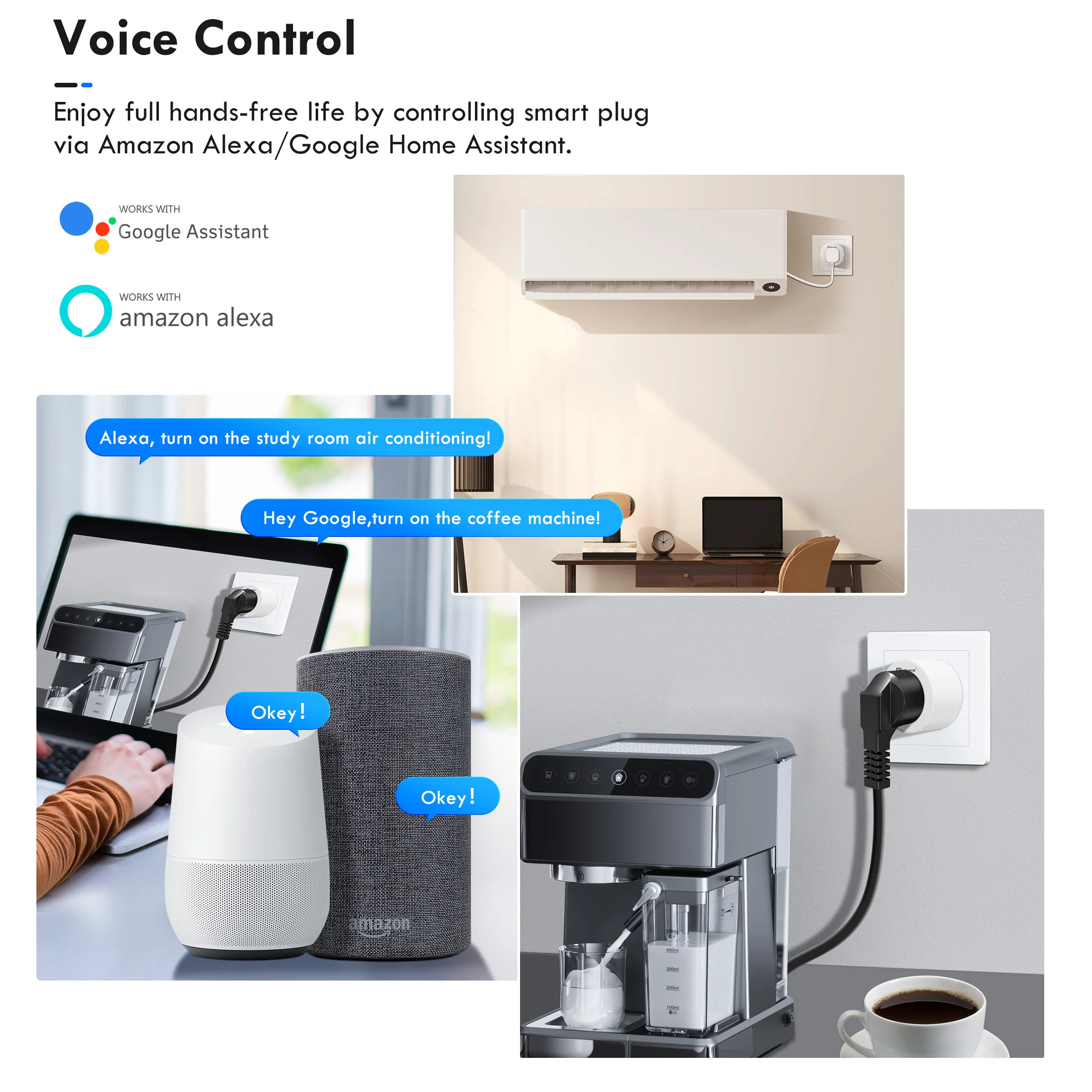 GIRIER Alexa Smart Plug US, WiFi Smart Home Socket Outlet 10A with App Voice Timer Control, Works with Hey Google Life App