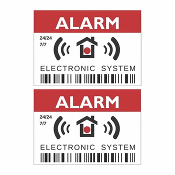 3"*2" 2PCs Intruder Alarm Warning Security Stickers, Vinyl Decals 1
