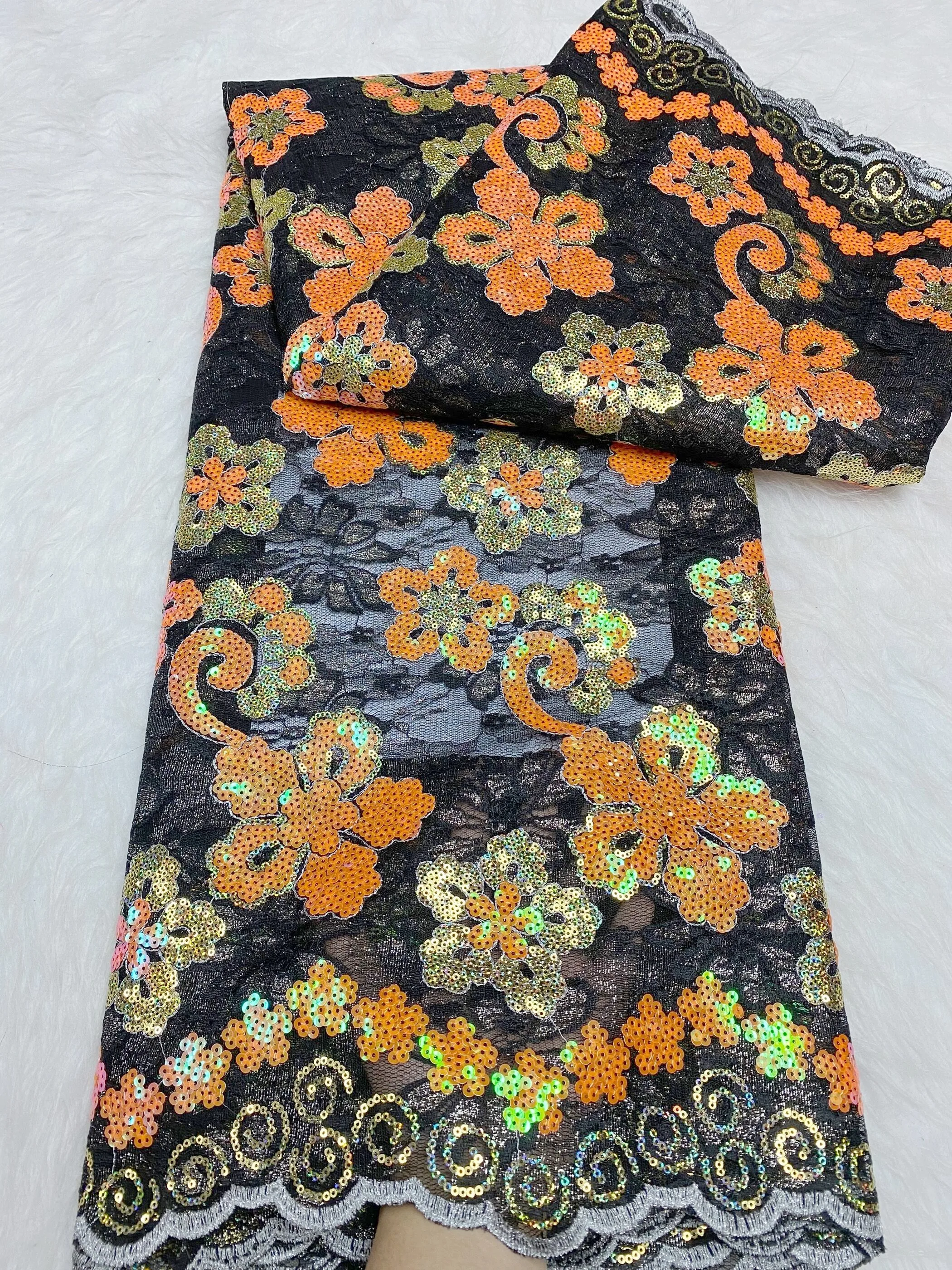 

Африканская кружевная ткань высокого качества, нигерийское стандартное платье, роскошная многоцветная вышивка блестками, французская Тюлевая кружевная ткань