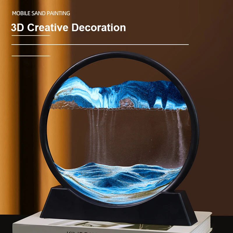 Artistic Round Glass Quicksand Painting 3D Dynamic Hourglass Home Decor Flowing Sand Deep Sea Sandscape Livingroom Decoration 1 Artistic Round Glass Quicksand Painting 3D Dynamic Hourglass Home Decor Flowing Sand Deep Sea Sandscape Livingroom Decoration 1