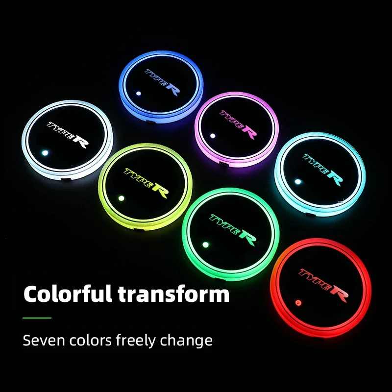 2PCS Led Car Cup Light UBS Car Atmosphere Lamp Colorful Water Coaster For Honda Accord Civic CRV HRV Pilot Fit Freed Vezel