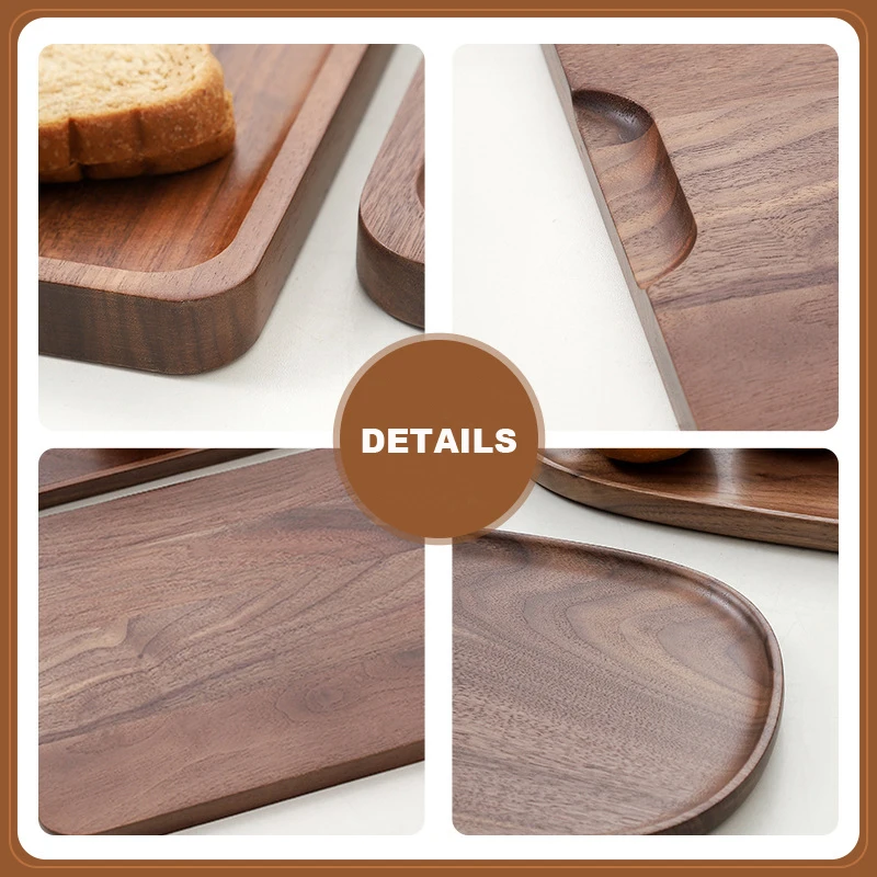 Black Walnut Wood Rectangular Serving Tray Tea/Coffee/Wine/Fruit Decorative Platters