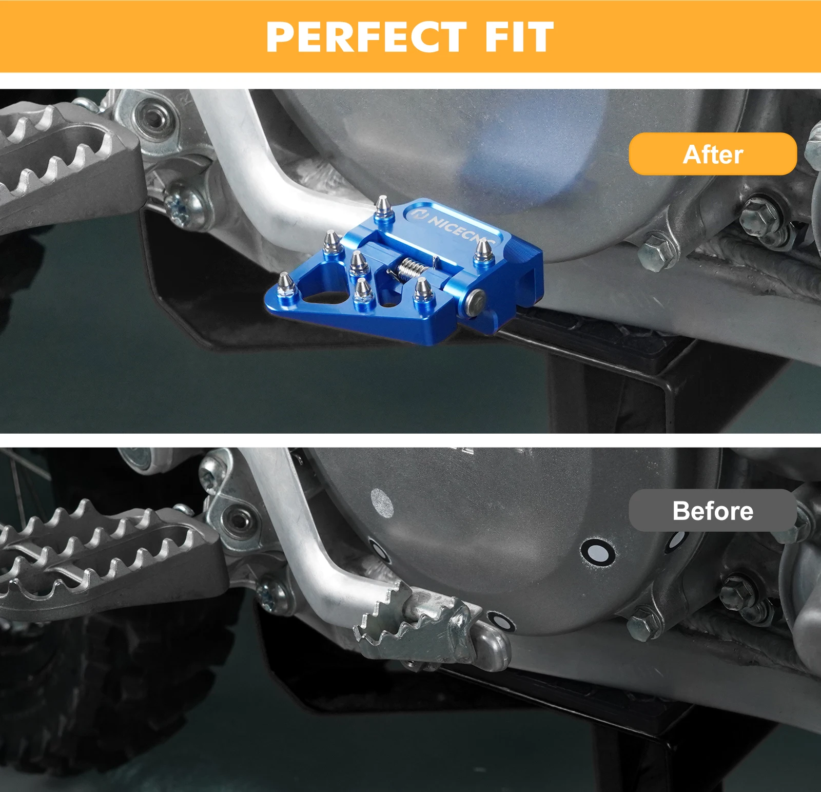 NICECNC Für Yamaha YZ125 YZ250 1998-2023 YZ125X 2020-2023 YZ250X YZ250F WR250F Fußstütze Fußrasten Hinten Bremspedal hebel Spitze – Detail 7
