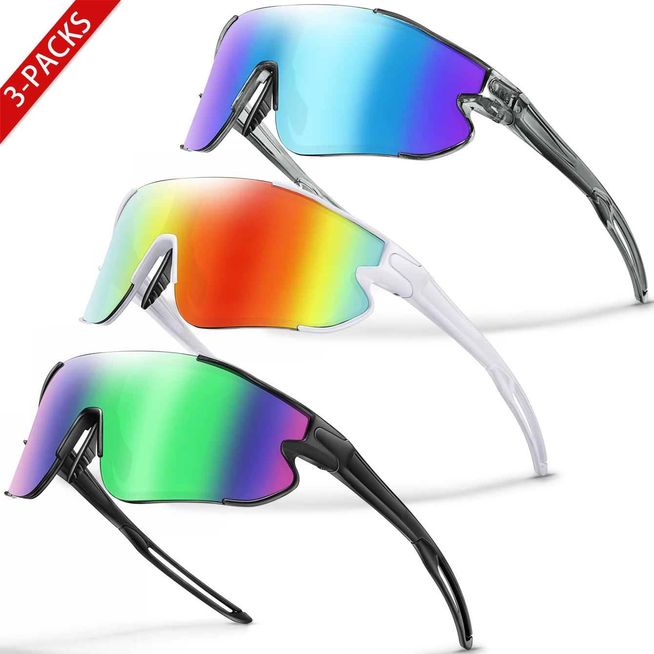 3 Pairs Fishing Sunglasses for Men Women Outdoor Sports