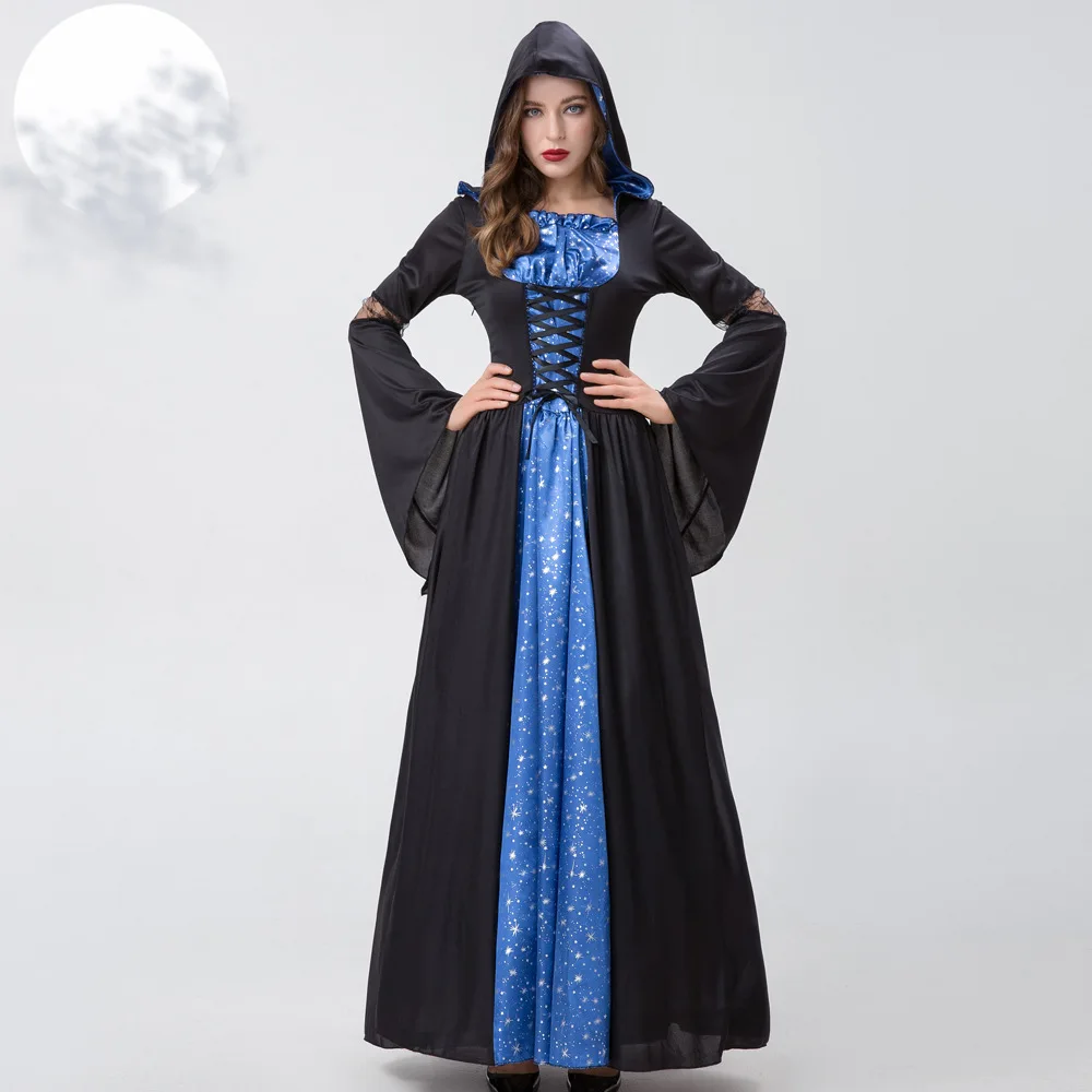 

M-xxl Thriller Witch Costume Wizard Suit Role-playing Uniform Evil Queen Halloween Costume