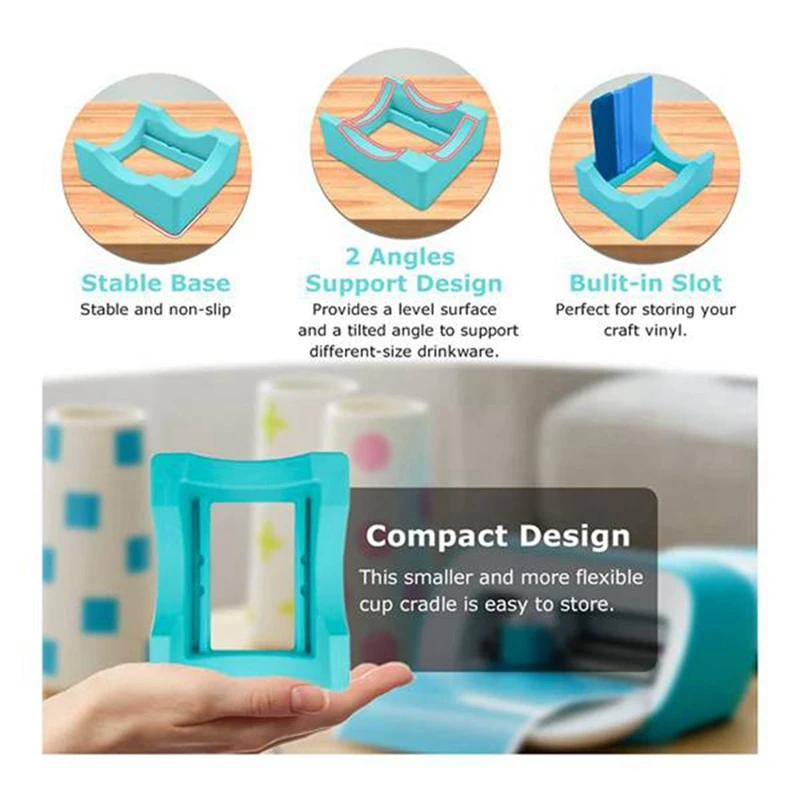 Small Silicone Cup Cradle Tumbler Base Blue For Tumbler Crafting -Vinyl Decal For Tumblers Cups Mugs, Decal Alignment