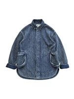 Men's Jacket Indigo Pockets Loose Fit Japanese Style Casual Vintage Clothes Spring Autumn 1