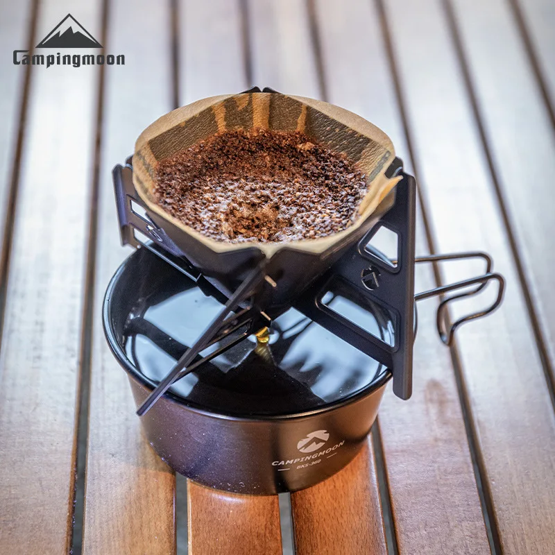 Koman continuous steel titanium plating foldable portable outdoor camping hand brew coffee filter drip rack coffee funnel
