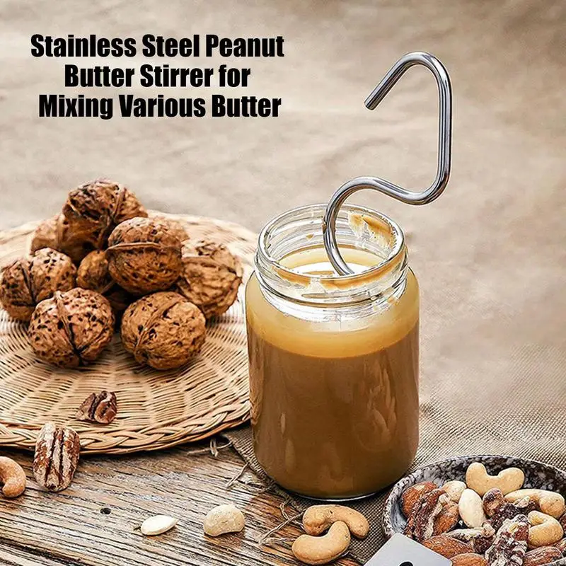 Natural Peanut Butter Mixer Stirrer Fits Jars Kitchen Stirring Gadget  Stainless Steel Material For Mixing Various Butter - AliExpress