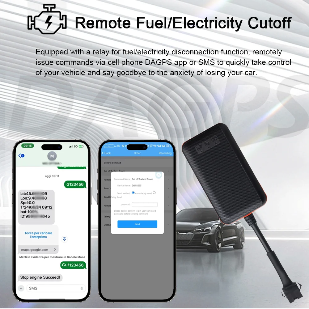 GPS Tracker DAGPS Tracker TK108 for Car Detect Fuel Consumption Cut Engine Waterproof