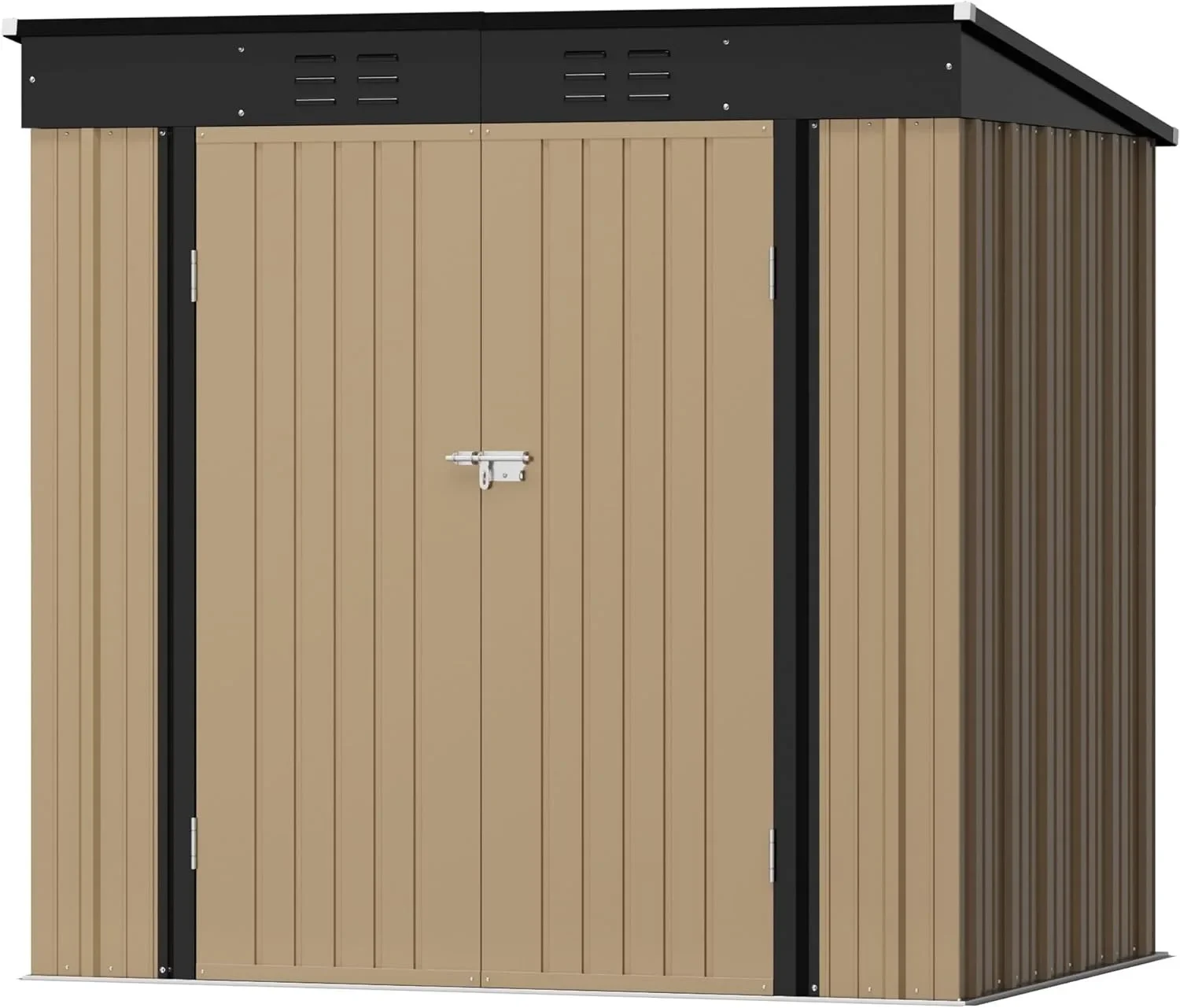 

6 x 8 FT Outdoor Storage Shed, Metal Garden Tool Sheds & Outdoor Storage House with Sloped Roof for Patio Lawn Backyard (Brown)