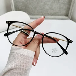 Vintage Round Myopia Glasses with Clear Lenses - Luxury Transparent Eyewear - 0(anti - blue) (Black)