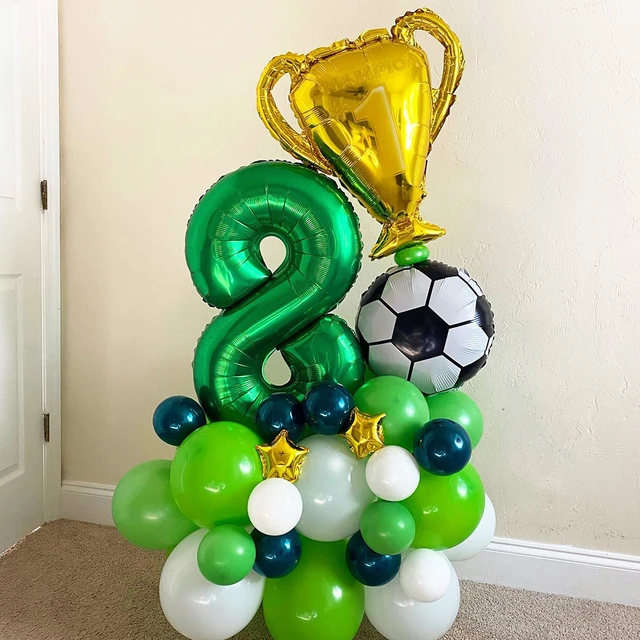 Juego de globos de fiesta de fútbol, 7 globos de trofeo de campeonato y  globos de aluminio de fútbol para cumpleaños, baby shower, boda,  aniversario