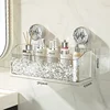 Capacity Pattern Suction Cup Shelf Multi-Capacity Sucker Rack Bathroom Suction Tray Shelf, No Punch Box Bathroom Hanging Basket 6