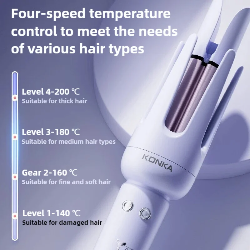 Automatic Hair Curler 32MM Auto Rotating Ceramic Hair Roller 4-Speed Adjustable Fast Heating Styling Tools Professional KONKA