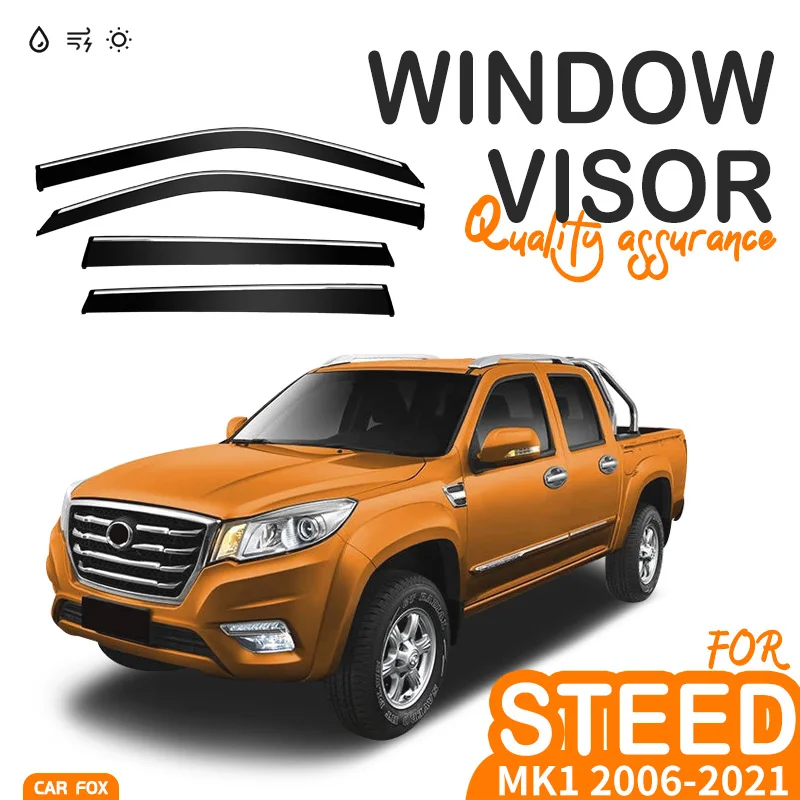 

For GREAT WALL Steed 2006-2021 Window Visor Vent Shades Sun Rain Deflector Guard 4PCS/SET For GREAT WALL For GREAT WALL Steed