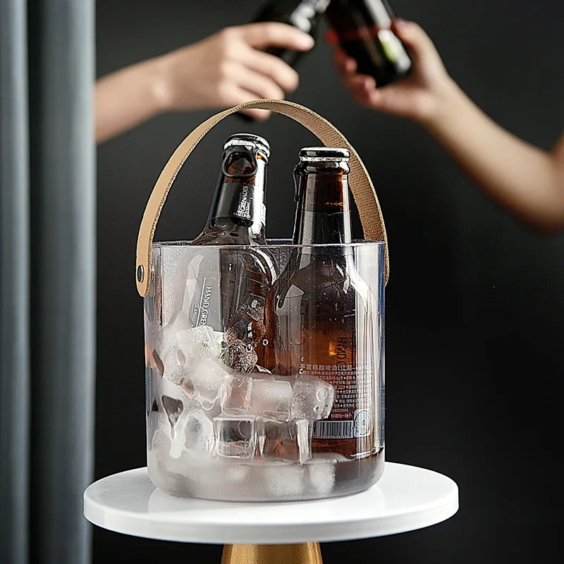 Ice Bucket Ossayi Ice Buckets Beer Wine Cooler with Handle Fruit Wash Storage Basket Party Supplies