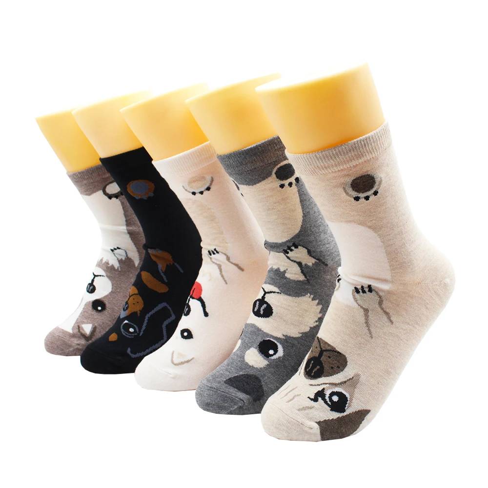 5/10 Pairs Fashion Korean Kawaii Cute Cartoon Cat Dog Fox Happy Funny Girl Socks Harajuku Hip-Hop Animal Cotton Women Socks black ankle socks Women's Socks