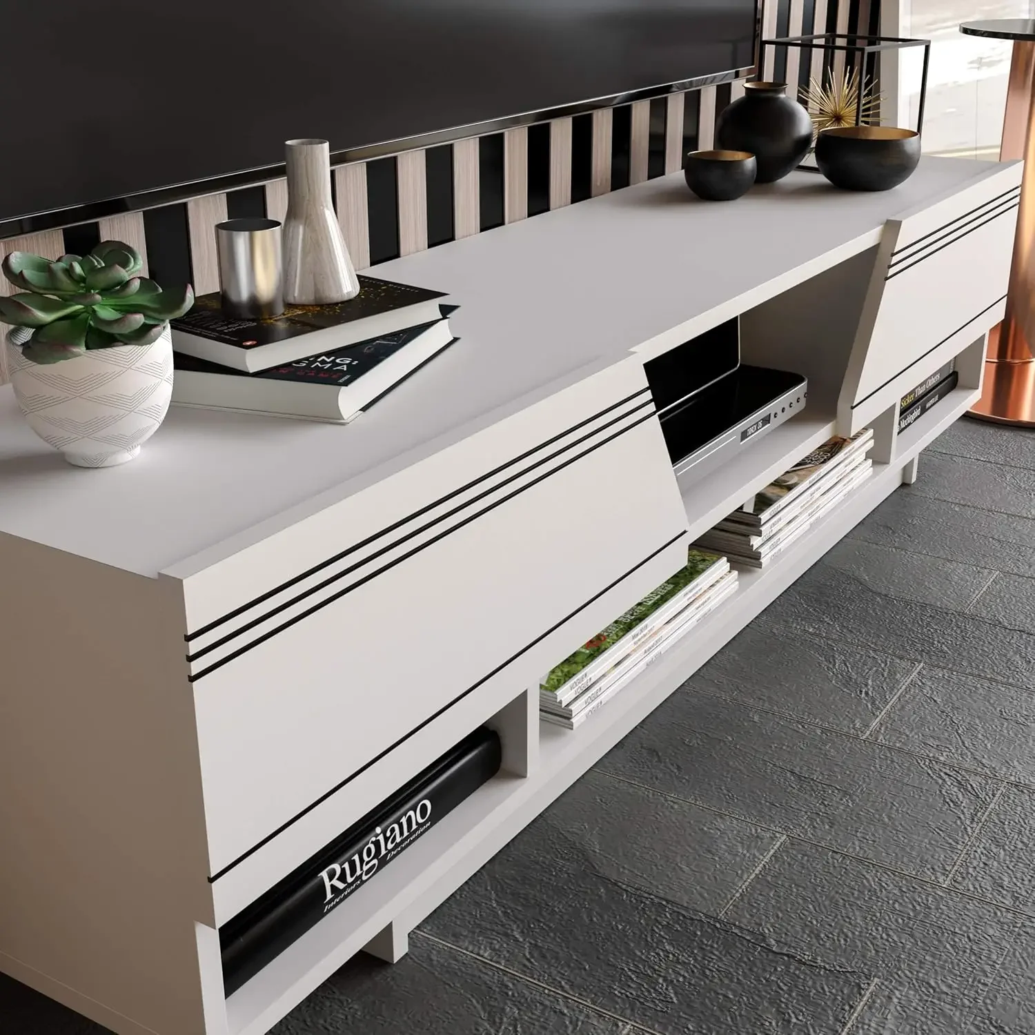 Aspatria TV Stand for Up to 65" TVs - Modern White TV Stands 3