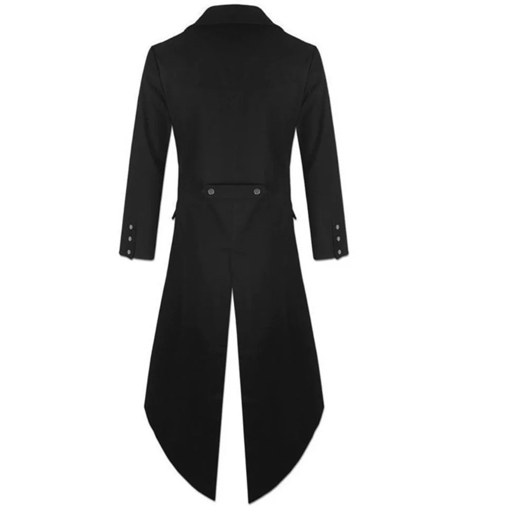Mens Jacket Men Tailcoat Victorian Black Breathable Costume Long Jacket Mens Party Punk Soft Steampunk Clothes