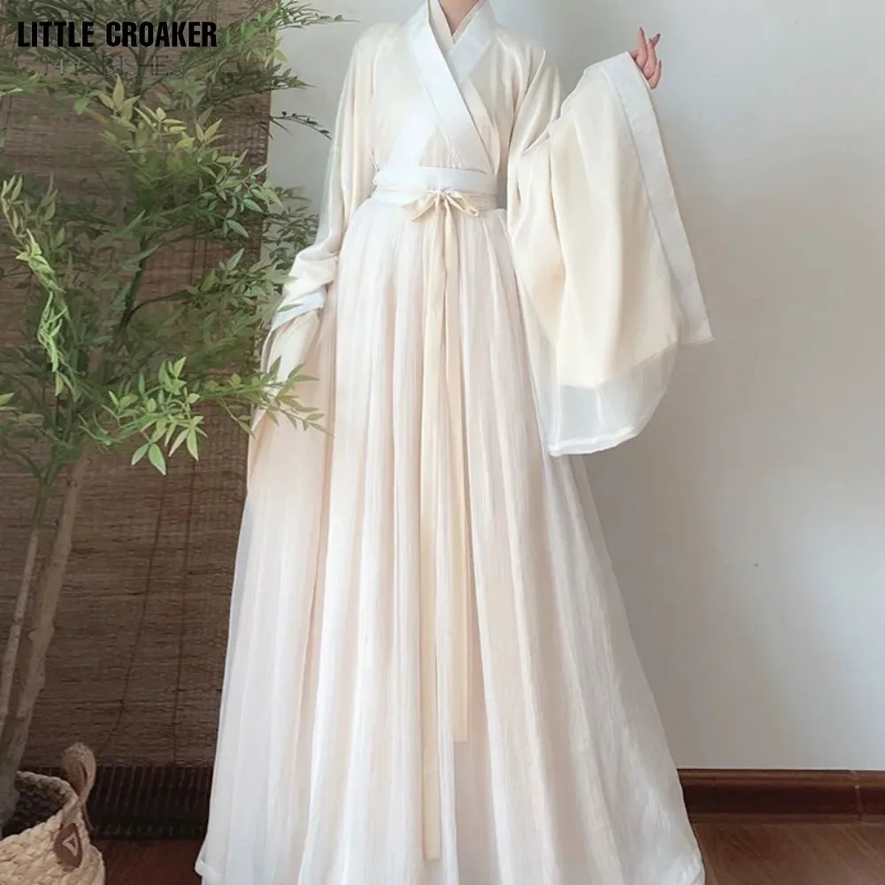 Elegant Hanfu Dress Women Ancient Chinese Traditional Hanfu Coat Outfit Female Cosplay Costume Party Show Beige Gown 3/4pcs Sets