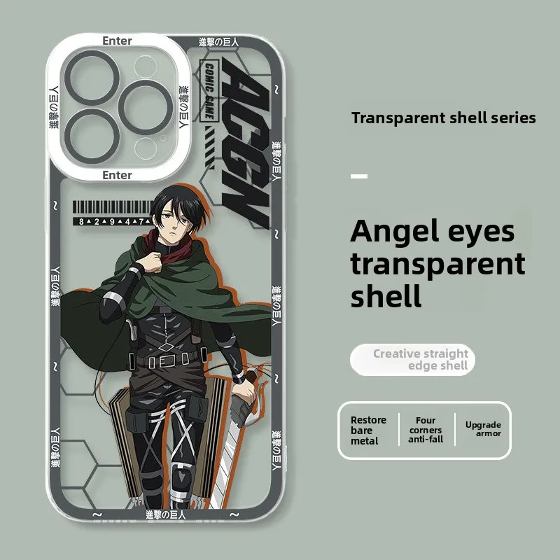 Anime Attack on Titan Mikasa & Levi Ackerman Clear Phone Case Cover