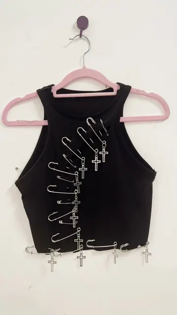 Cropped Safety Pin Racer Back Top 4