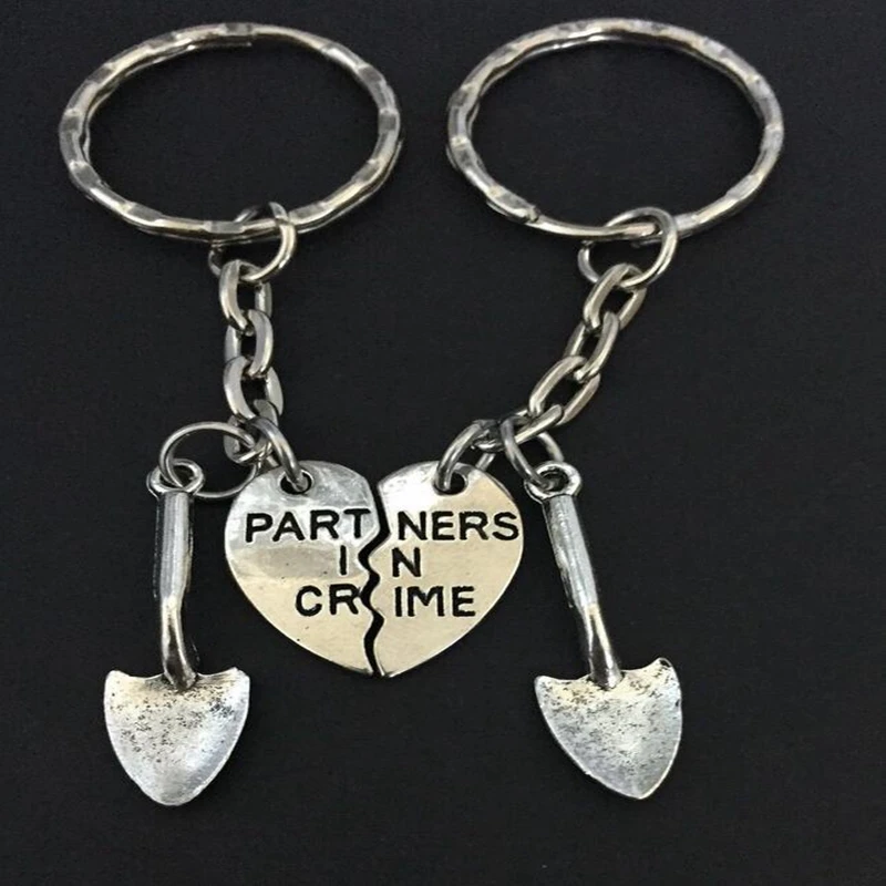 3+Partners+in+Crime+Keyrings+Best+Friends+Keychain+Set+Friendship+Jewelry  for sale online