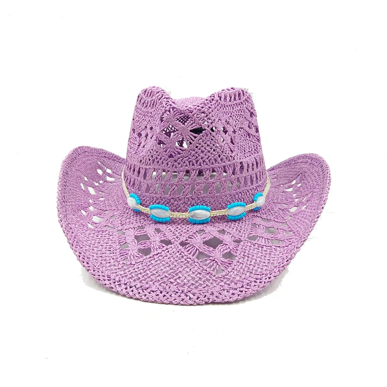 New color western cowboy hat men and women jazz cowboy straw hat summer paper straw beach sun protection