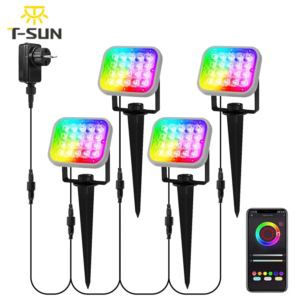 ЕС/Великобритания/США Plug RGB Bluetooth App управления светодиодный открытый светодиодный ландшафтный светильник IP65 Водонепроницаемый садовые фонари газон лампы Путь прожекторы