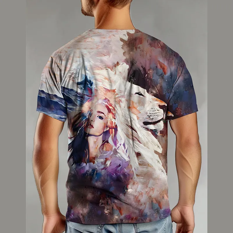 European size Men's T-Shirt Animal patterns 3d Pinting Short Sleeve Tee Loose Casual Street Fashion O-Neck T-Shirt Tops