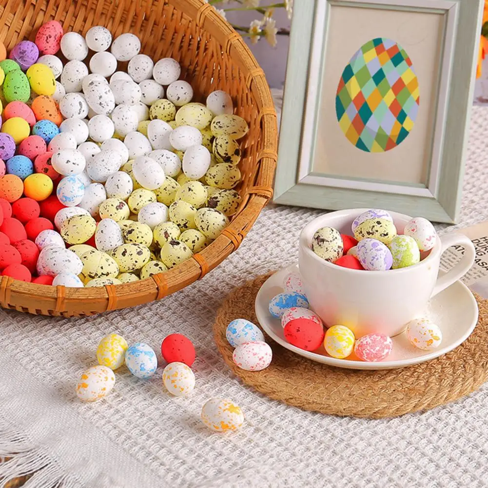 

Easter Home Decor 50pcs Colorful Foam Artificial Easter Eggs Decorations for Diy Crafts Home Ornament Spotted Surface for Easter