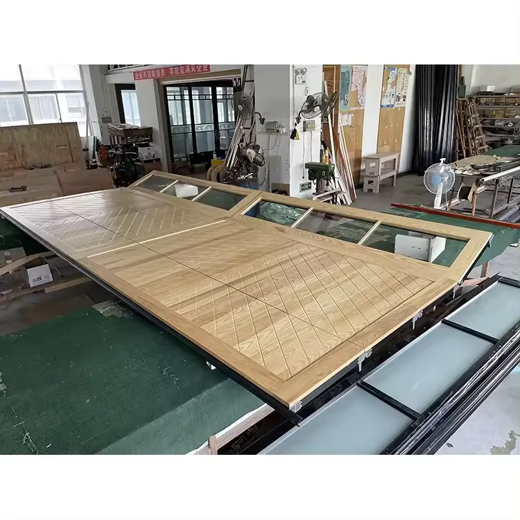 Log color solid wood perspective window modern style solid wood insulation electric garage door manufacturer 5