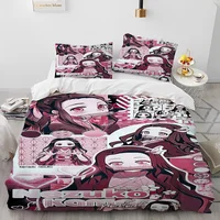 Demon Slayer Bedding Set Kamado Nezuko Duvet Cover Set Bedspread Pillowcase King Queen Full Single Size Bed Linen Kids Teen Gift 6