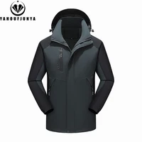 2024 Men Spring Outdoor Leisure Solid Detachable Hooded Jacket Men Autumn Waterproof High-Quality Design Jacket Male Coat 8XL 2