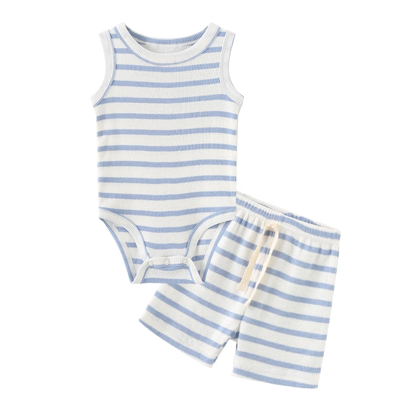 Summer Baby Boy Clothing Set 100%Cotton Newborn Bodysuit+Shorts Suits Sleeveless Infant Outfits 5