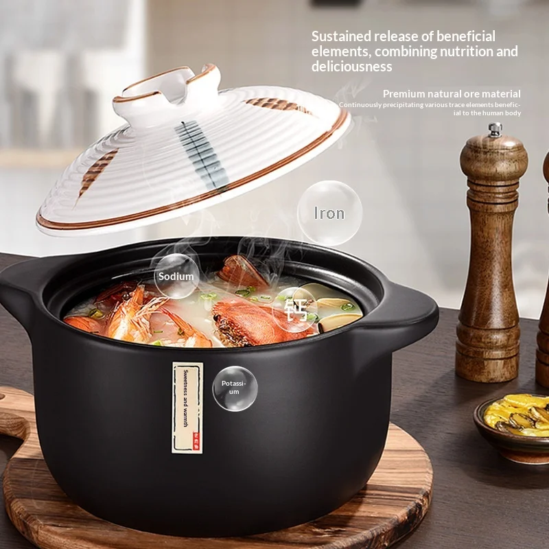 Stock Pots Ceramic Clay Pot Gas Stovetop Safe Durable Heat Resistant Crackproof Casserole Stew Soup Claypot Rice Cooking Pot 1