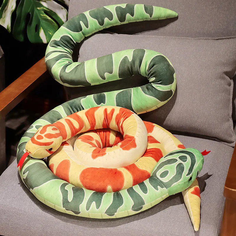 Simulation Cartoon Python Plush Toys Long Pillow Stuffed Animal Realitisc Snake Giant Boa Halloween Decor Kids Boys Funny Gifts