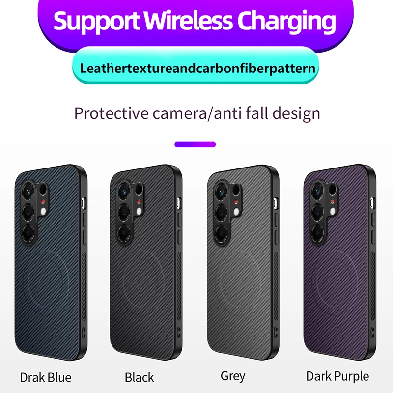 Carbon Fiber Magnetic Silicone Protective Back Case Cover