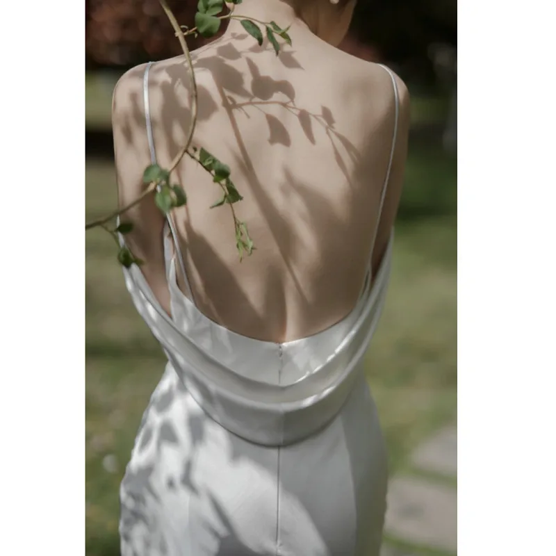 Abito Da Sposa Senza Schienale Senza Spalline Abiti Da Sposa Con Spalle Scoperte Abito Da Sposa A Sirena Sexy Semplice Suknia Slubna Su Misura