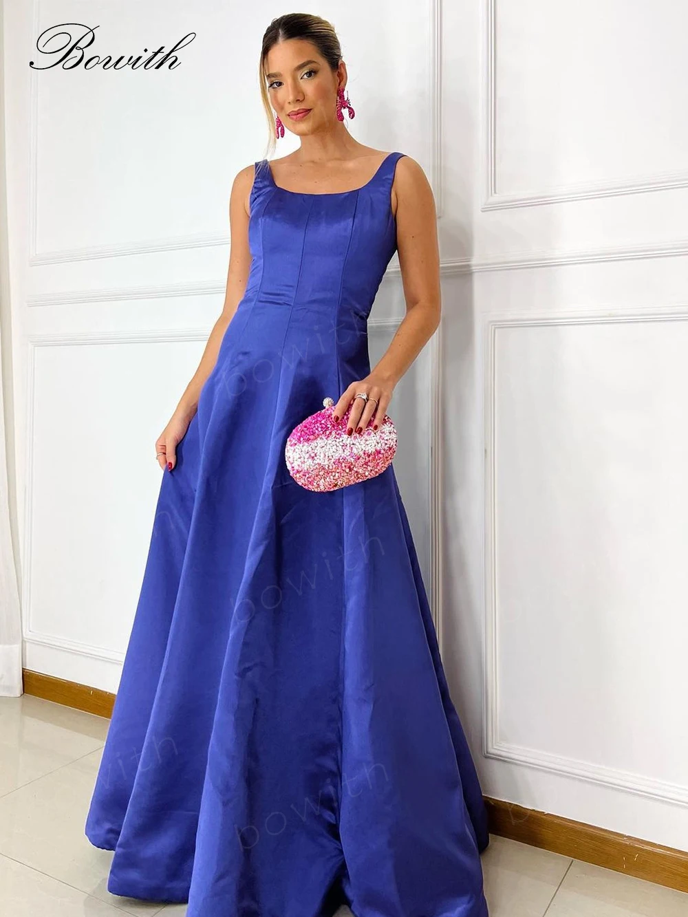 

Вечерние платья-трапеции Bowith, элегантные женские платья для вечеринки, 2022 атласные платья для выпускного вечера, деловые платья, платье знаменитости