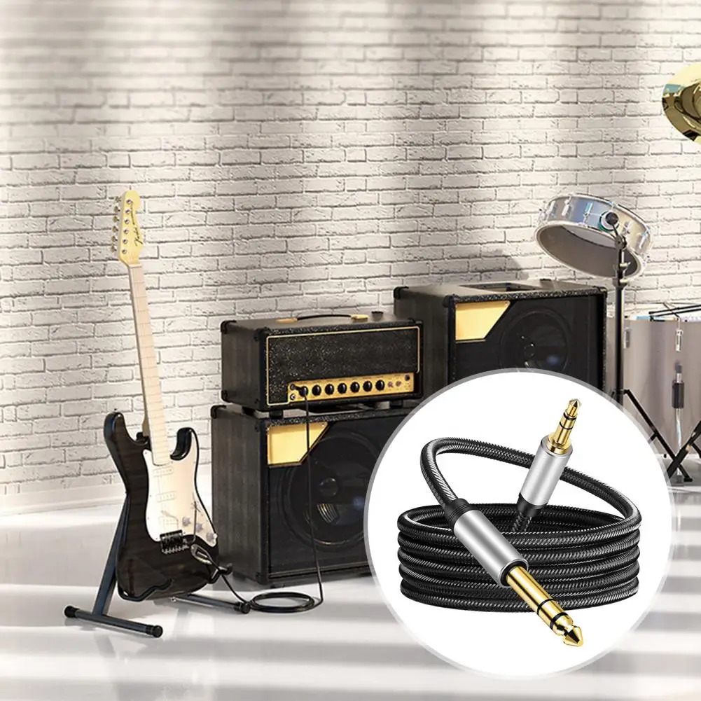 

3.5 MM To 6.35 MM Stereo Cable Enhanced Sound Wide Compatibility For Guitars Home Theater And Amplifiers With Zinc Alloy Shell