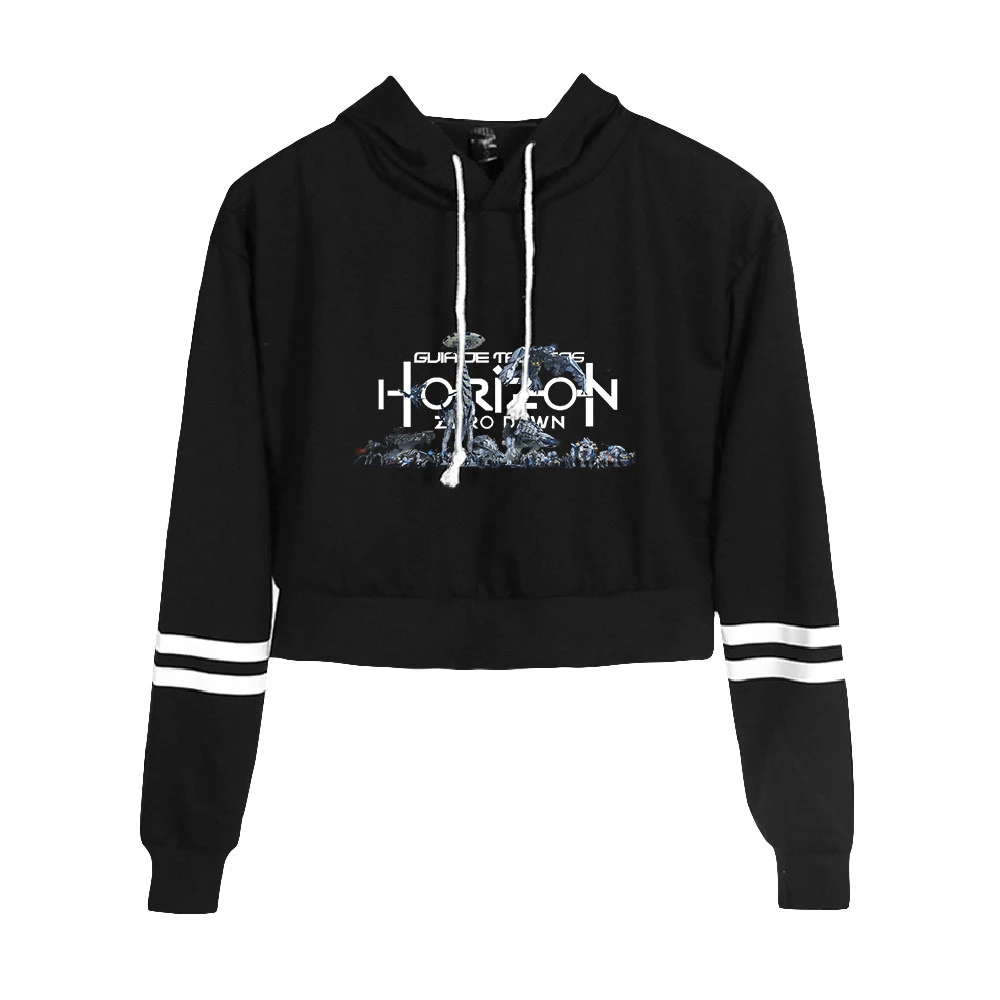 

Horizon Forbidden West Cropped Hoodies Women Long Sleeve Hooded Sweatshirt Female Fashion Casual Crop Top