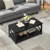 Black Coffee Table with Storage Shelf for Living Room, X Design Accent Cocktail Table, Easy Assembly Home Furniture 4
