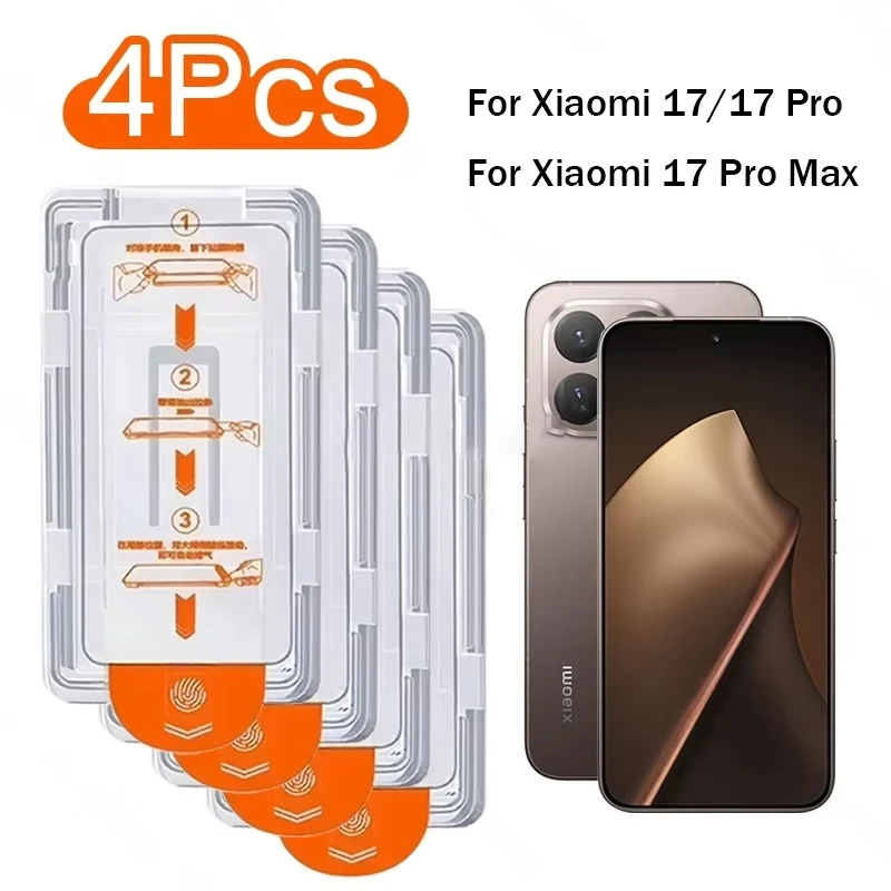 1-4PCS Oleophobe Beschichtung Fingerabdruck-Entsperrung aus gehärtetem Glas für Xiaomi 17 Pro Max Displayschutzfolie für Xiaomi 17 ProMax Mi17 Pro