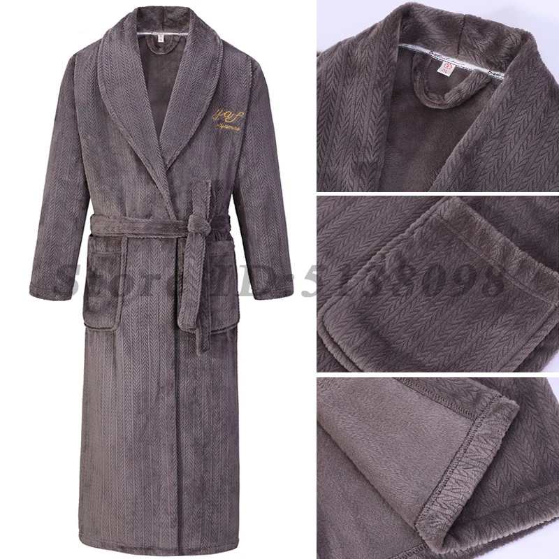 Winter Thicken Long Robe Men Women Flannel Sleepwear Plus Size 3XL 4XL Bathrobe Gown Home Wear Coral Fleece Soft Warm Nightwear flannel robe