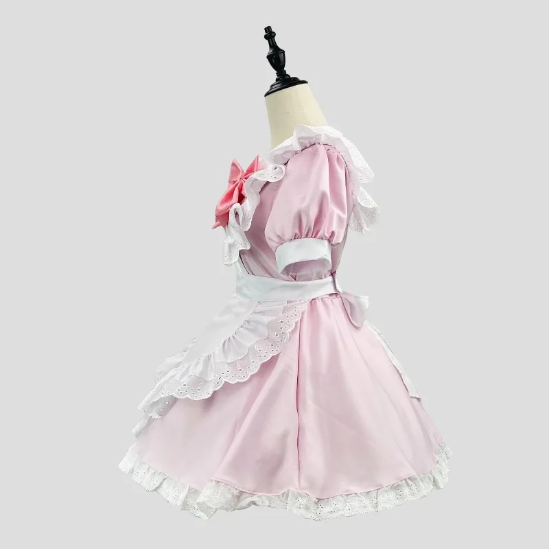 Mädchen Damen Cute Cosplay Lolita Maid Kleid mit Headband S-5XL, Schwarz/Pink/Blau/Lila/Gelb/Grün 34