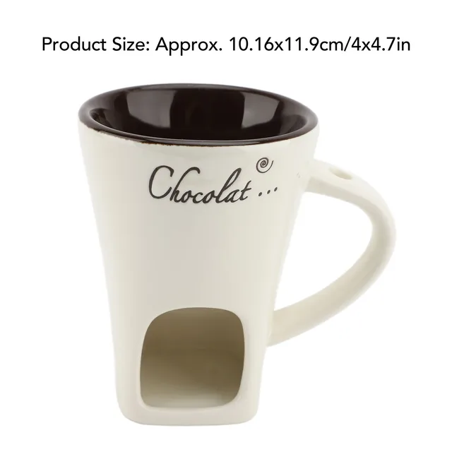 Chocolate Melting Fondue Mug Ceramic Butter Warmer Pot Chocolate Melting Supplies with Fork for Kitchen 5